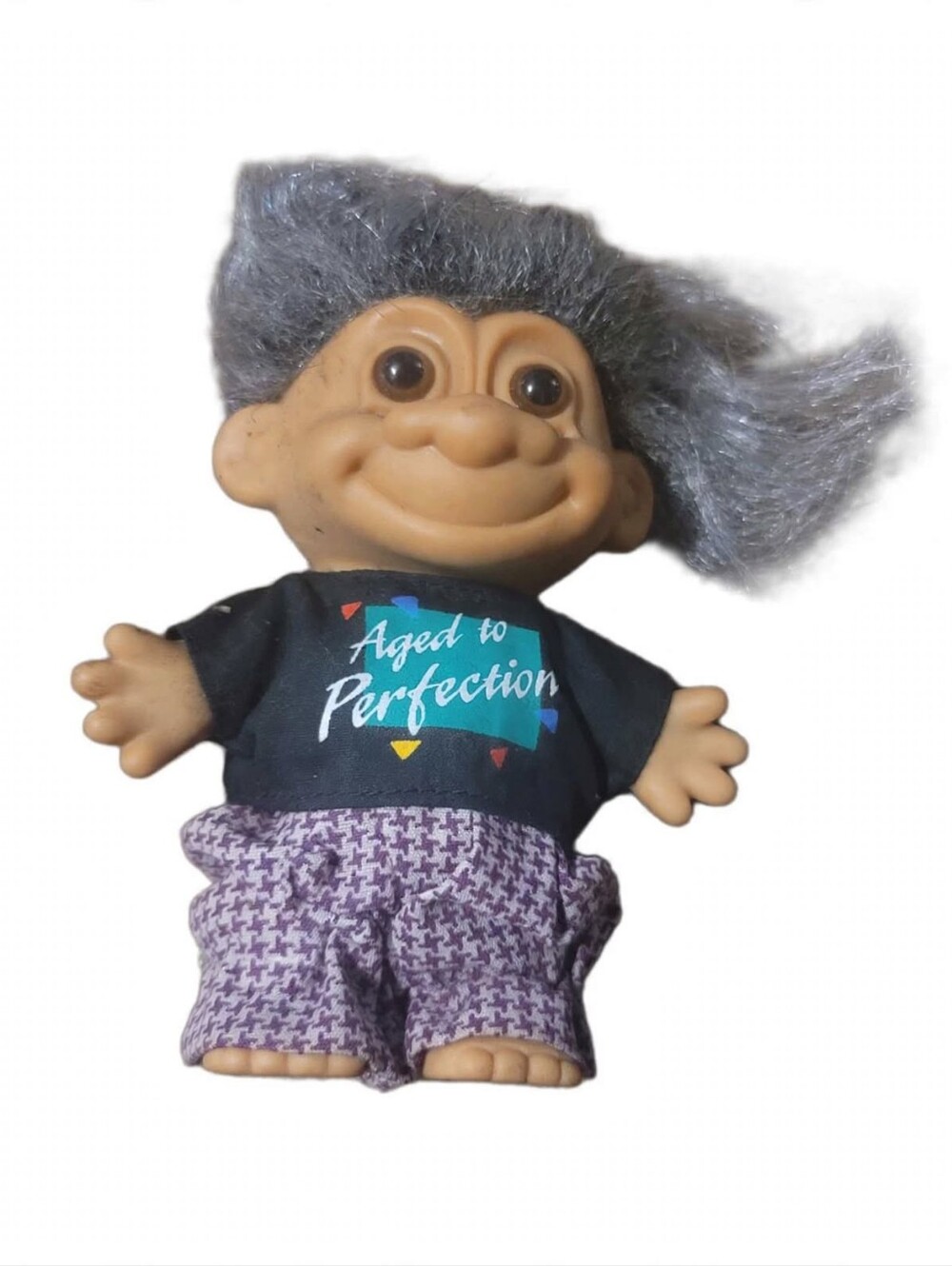 Vintage Russ Troll Doll Aged To Perfection Shirt Gray Hair Grandpa Funny